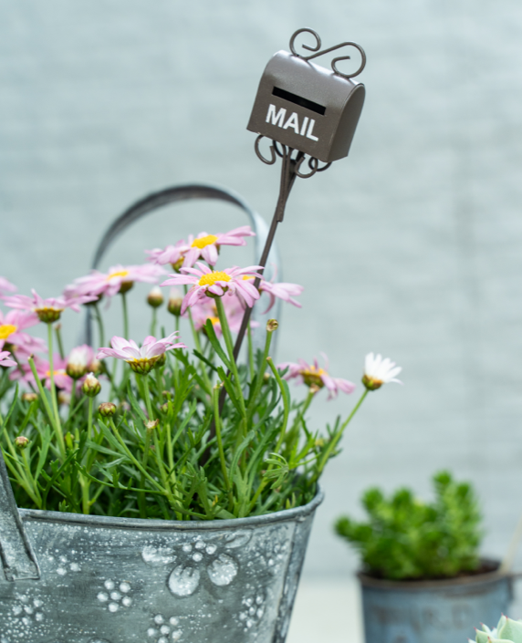 Floral Pattern Handheld Basket Wrought Iron Flower Pot