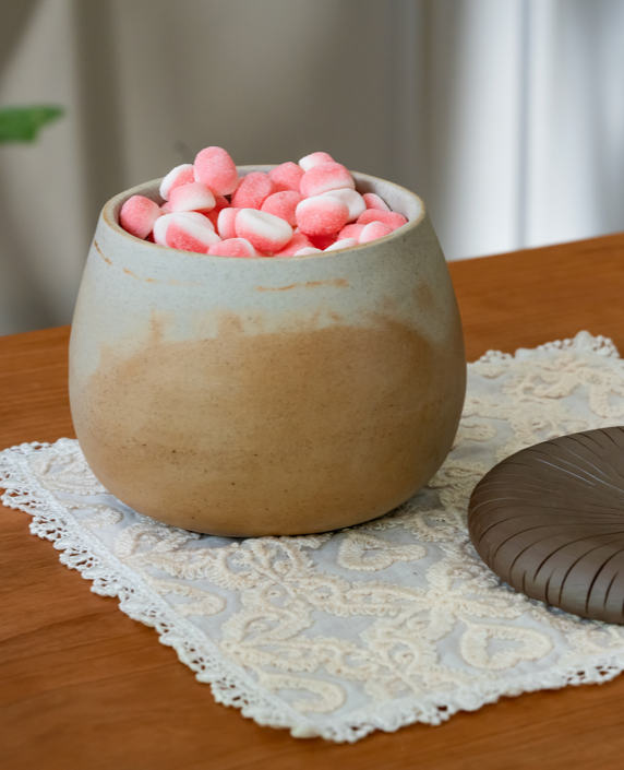 Hazelnut Handcrafted Ceramic Storage Jar - Candy & Nut Container