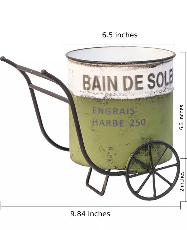 Romantic Oil Barrel Cart Iron Decorative Flower Pot