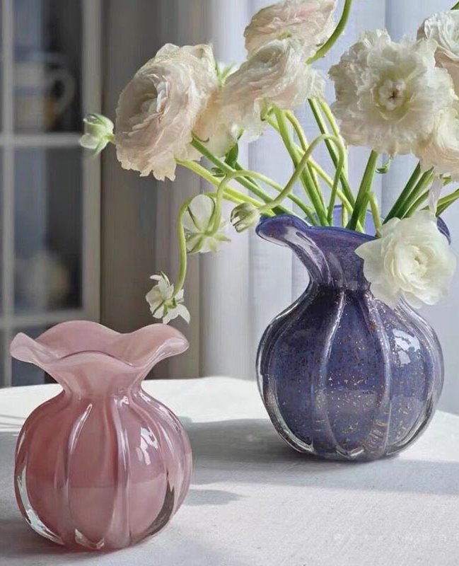 Floral Ruffle Handcrafted Glass Vase