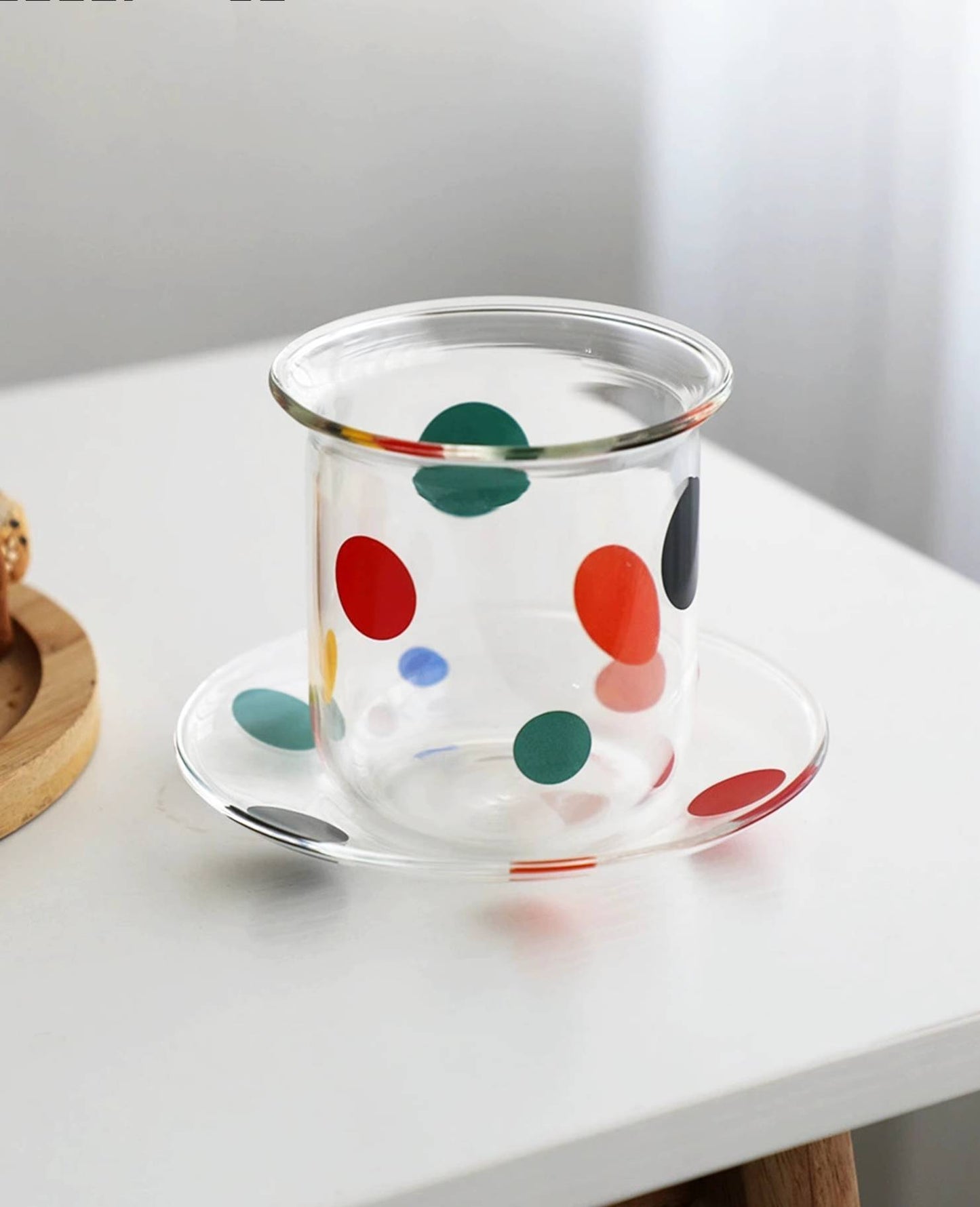 Polka Dot Fiesta Series Colorful Polka Dot Juice Cup and Saucer Set( Cups+Saucers)