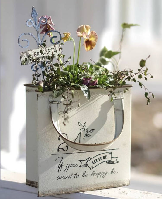 Whimsical Vintage-style Handbag Iron Flower Pot